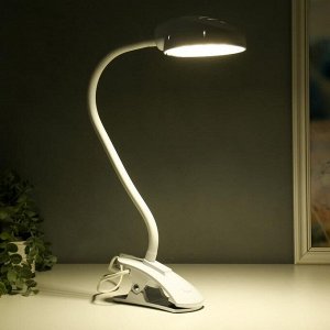 Лампа настольная на прищепке Веста ПШ 7Вт LED, гибкая стойка, белый, h=45 см