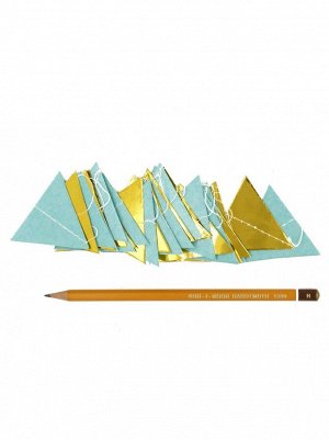 Гирлянда Флажки 250 см бумага металл цвет голубой с золотом  HS-21-9