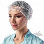 Шапочка нетканая &quot;Шарлотта&quot;, спанбонд, белая, 100 шт. в пакете, Россия