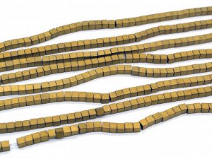 Бусины из гематита кубик 4мм цв.золотой матовый, 39см, 98 бусин