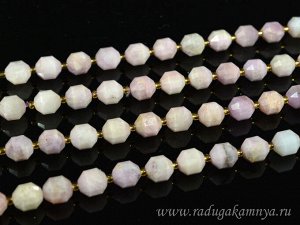 Бусины из кунцита граненые 9*10мм, 19см, сет 15 бусин