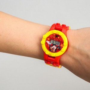 Часы наручные лего, Микки Маус, с ремешком-конструктором