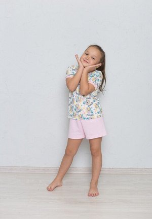 PlaSha Арт. 14006 Пижама для девочек с шортиками &quot;Единороги&quot;