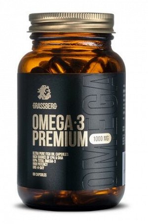 Жирные кислоты Омега 3 Премиум Omega 3 Premium 1000 mg  GRASSBERG 60 капс.