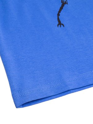 Футболка Ярко-синяя футболка для мальчика. На груди принт "жук" с перламутровыми элементами. Натуральный состав приятен к коже. Свободный крой не стесняет движений. 95% ХЛОПОК 5% ЭЛАСТАН