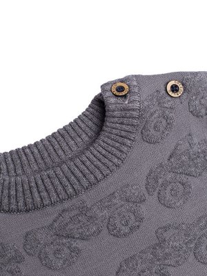 Свитер Модный свитер для малыша. Минималистичный дизайн дополняет принт машинок. Благодаря свободному крою и пуговицам на плече свитер легко носить, надевать и снимать. Натуральный состав (70% хлопок 