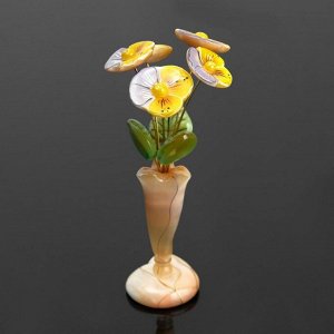Сувенир Ваза "Росток" с фиалками ,5 цветков, селенит
