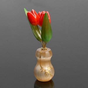 Ваза «Тюльпан», 3 цветка, малая, 11 см, селенит