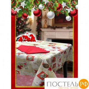 VALLEPIANO Скатерть+ салфетки СОЧЕЛЬНИК №8-НГ(коробка) 140*240, 100% хлопок, Assortitto