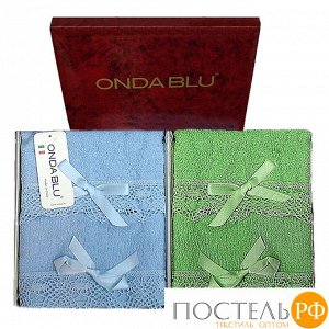 ONDA BLU Н-р полотенец 1+1 ЛУССО-ОБ (коробка) 40*60+60*100, 100% хлопок, Синий