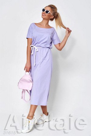 Трикотажное платье миди лилового цвета