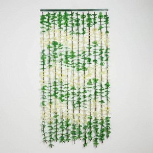 Занавеска декоративная «Листики», 90?180 см, 12 нитей, цвет зелёный