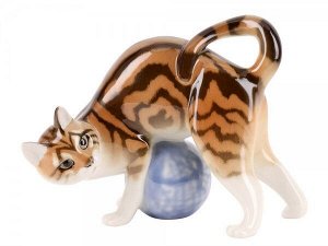 Скульптура Кошка с клубком Мраморный