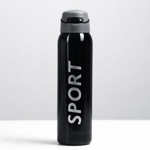 Термос для чая, кофе, 500 мл "Спорт", 5.5 х 23 см, с трубочкой, черный