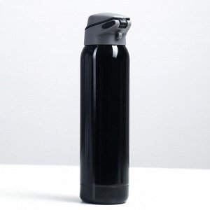 Термос для чая, кофе, 500 мл "Спорт", 5.5 х 23 см, с трубочкой, черный