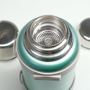 Термос, 4.4 л, Volume "Мастер К", с двумя кружками, с ситечком, зелёный