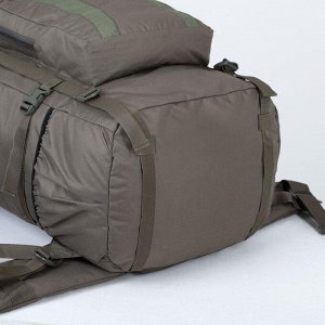 Рюкзак туристический, 120 л, отдел на шнурке, наружный карман, 2 боковые сетки, цвет оливковый