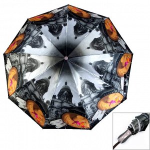Зонт ЦВЕТ: серый-коричневый (шляпа),  Замеры модели*
* рост указан приблизительно, ориентируйтесь на замеры
*	Размер 102 см ( диаметр купола 102 см)
Стильный женский зонт с оригинальным рисунком, купо