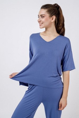Комплект футболка/брюки женская  МОДЕЛЬ 2. Голубой