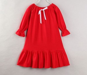 Платье для девочки с длинным рукавом, цвет красный