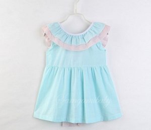Платье для девочки, сетчатые вставки, цвет голубой