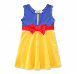 Платье принцессы для девочки, декор "бант", цвет желтый/синий