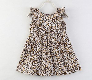 Платье для девочки, принт "леопард", цвет коричневый