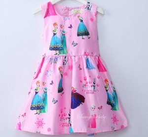 Платье для девочки, принт "принцессы", цвет розовый