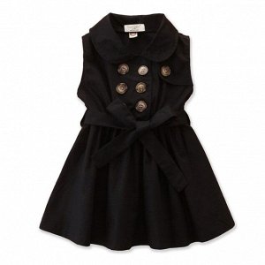 Платье для девочки с поясом, цвет черный