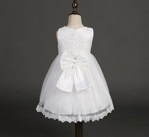 Платье для девочки кружевное, декор большой бант сзади, цвет белый