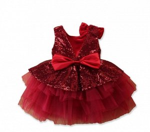 Платье для девочки, декор пайетки/бант, цвет розовый