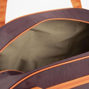 Сумка дорожная, отдел на молнии, 2 наружных кармана, длинный ремень, цвет коричневый/оранжевый