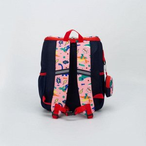 Рюкзак, отдел на молнии, с монетницей, цвет розовый/синий