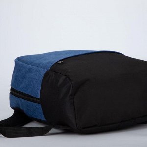 Рюкзак, отдел на молнии, наружный карман, с USB, цвет чёрный/синий