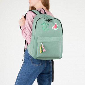 Рюкзак молодёжный, отдел на молнии, наружный карман, 2 боковых кармана, цвет зелёный
