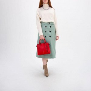 Сумка женская, отдел на молнии, 2 наружных кармана, длинный ремень, цвет красный