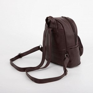 Рюкзак, отдел на молнии, 3 наружных кармана, цвет коричневый