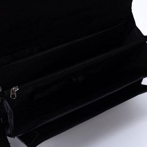 Портфель мужской, 3 отдела на клапане, 2 наружных кармана, длинный ремень, цвет чёрный