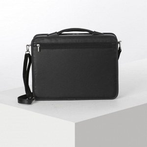 Сумка-портфель мужская на молнии, 3 отдела, наружный карман, длинный ремень, цвет чёрный