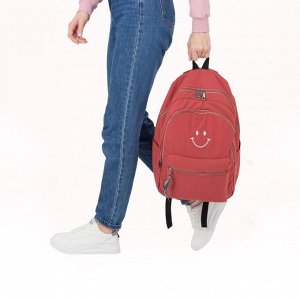 Рюкзак молодёжный, 2 отдела на молниях, 2 наружных кармана, 2 боковых кармана, цвет коралловый