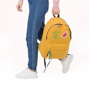 Рюкзак молодёжный, отдел на молнии, наружный карман, 2 боковых кармана, цвет жёлтый
