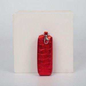 Ключница, длина 13 см, отдел на молнии, цвет красный МИКС