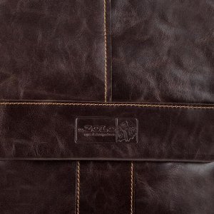 Планшет мужской, отдел на молнии, 3 наружных кармана, длинный ремень, цвет тёмно-коричневый