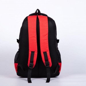 Рюкзак, отдел на молнии, 4 наружных кармана, 2 боковых кармана, цвет чёрный/красный