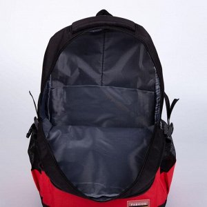 Рюкзак, отдел на молнии, 4 наружных кармана, 2 боковых кармана, цвет чёрный/красный