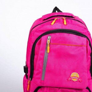 Рюкзак Школа, 32*14*47, 2 отд на молниях, н/карман, розовый