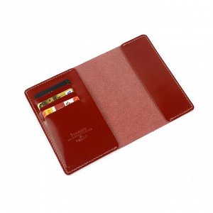 Обложка для паспорта, 3 кармана, красный гладкий