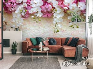 3D Фотообои «Ниспадающие орхидеи»