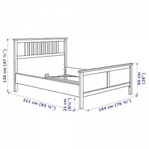 HEMNES ХЕМНЭС Каркас кровати, белая морилка/Лонсет180x200 см