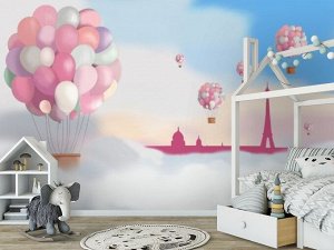 Фотообои детские «Корзина с шарами»